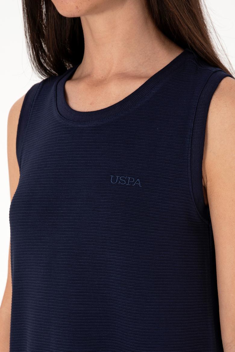 Kadın Lacivert Kolsuz Bisiklet Yaka Mini Boy Örme Elbise - 50305836003