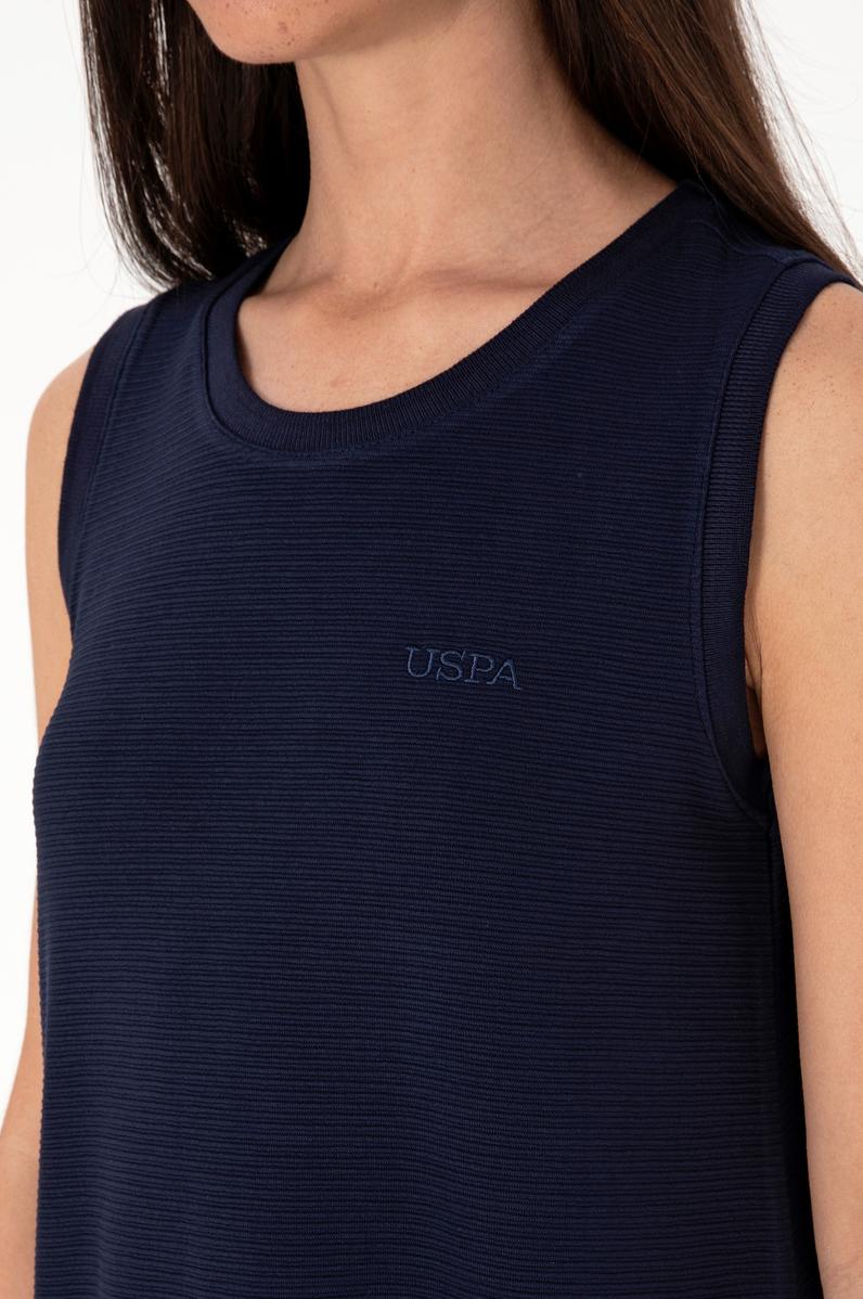 Kadın Lacivert Kolsuz Bisiklet Yaka Mini Boy Örme Elbise