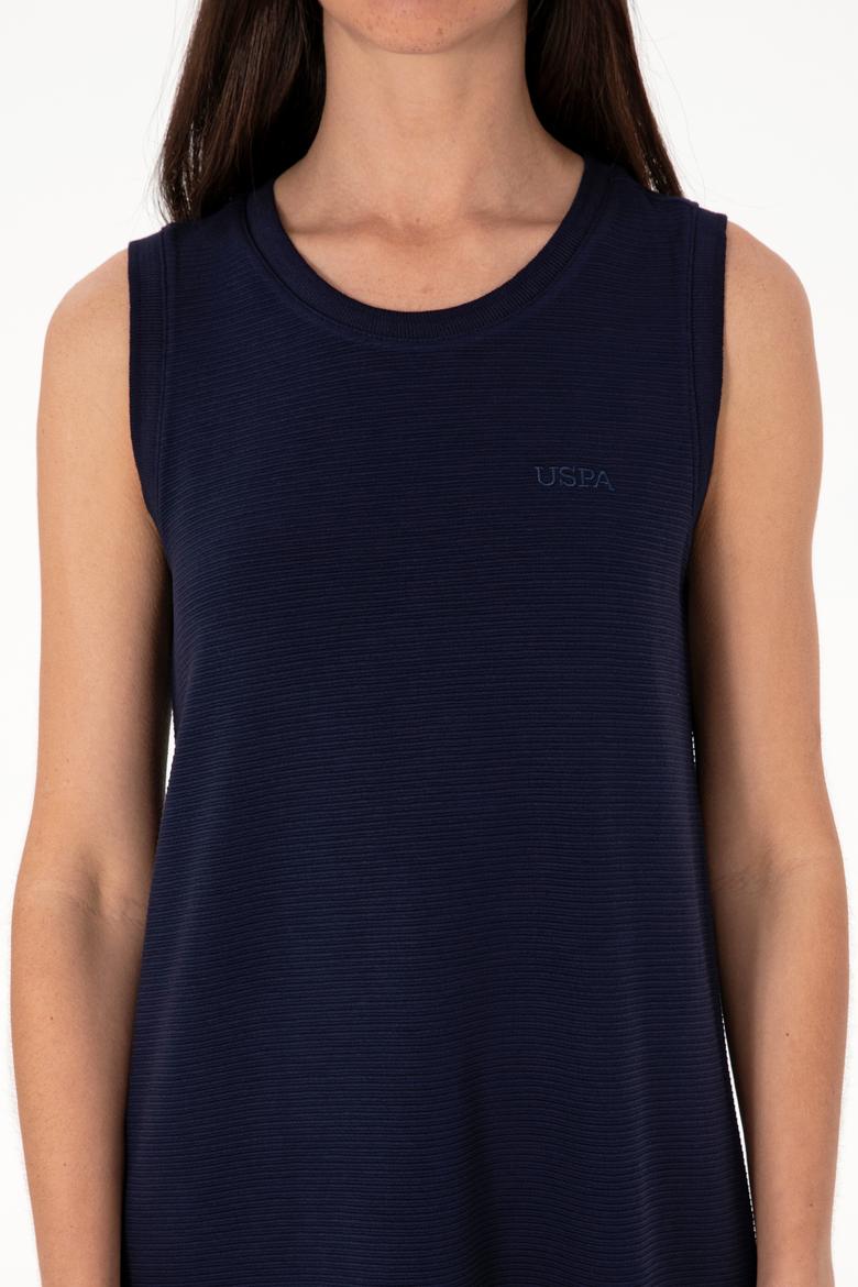 Kadın Lacivert Kolsuz Bisiklet Yaka Mini Boy Örme Elbise - 50305836003