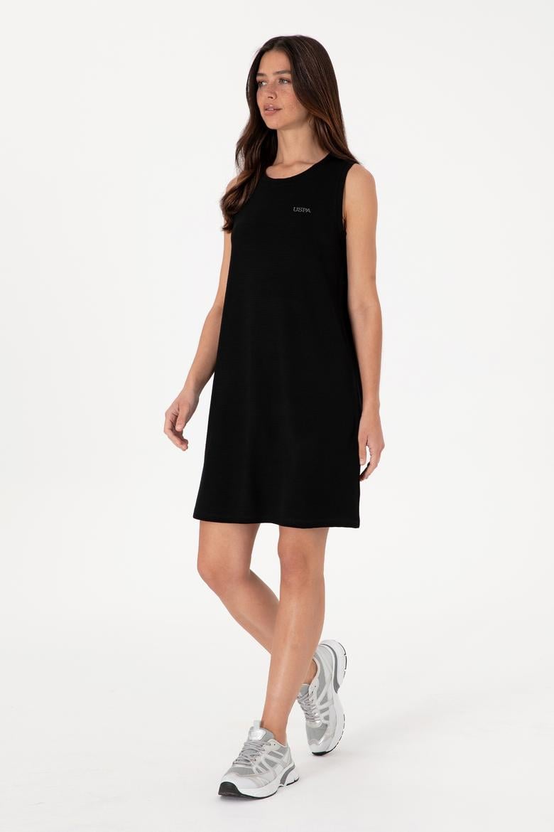 Kadın Siyah Kolsuz Bisiklet Yaka Mini Boy Örme Elbise