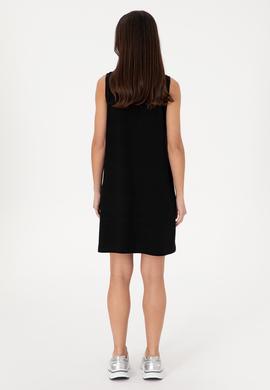 Kadın Siyah Kolsuz Bisiklet Yaka Mini Boy Örme Elbise - 50305836015