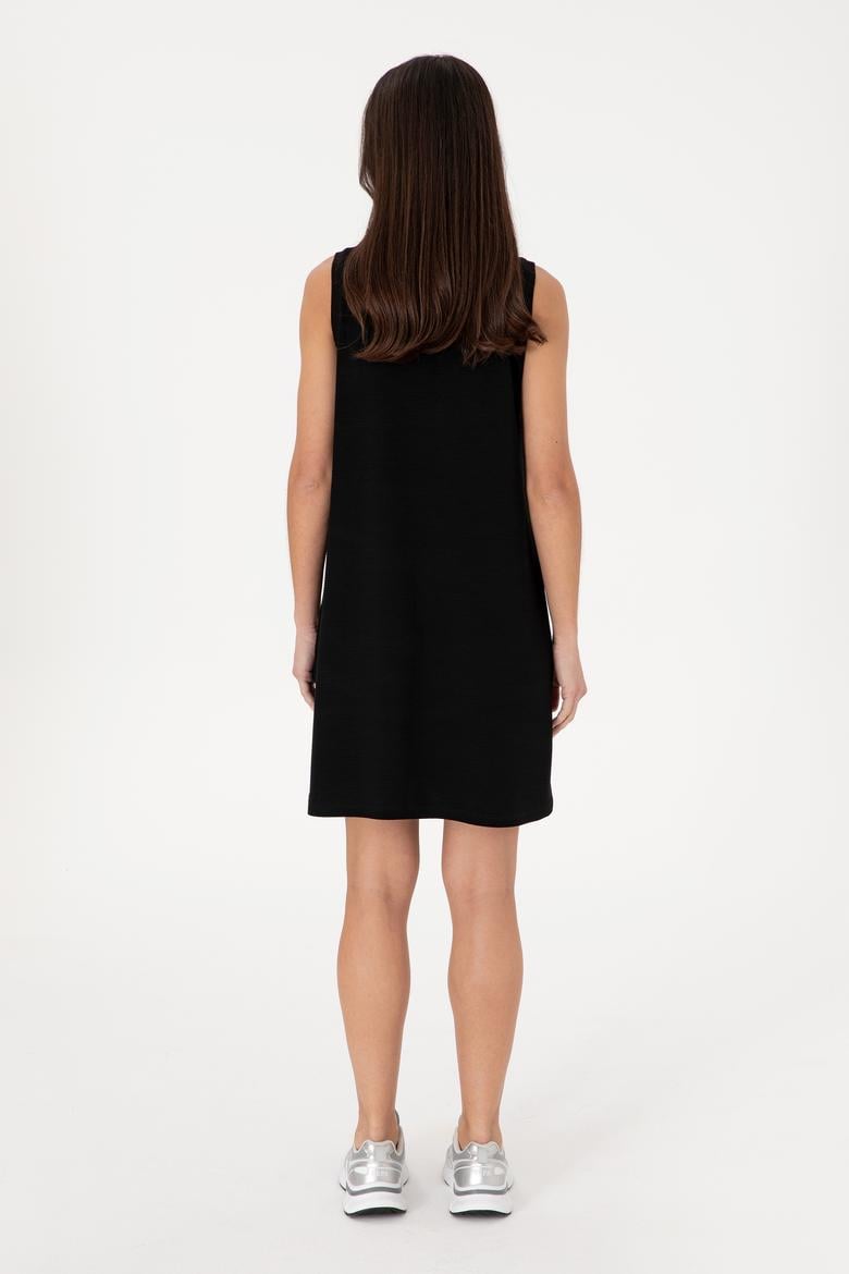 Kadın Siyah Kolsuz Bisiklet Yaka Mini Boy Örme Elbise - 50305836015