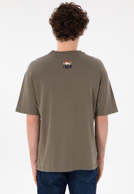 Erkek Comfort Fit Bisiklet Yaka Vizon Tişört - 50305990070