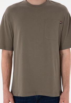 Erkek Comfort Fit Bisiklet Yaka Vizon Tişört - 50305990070