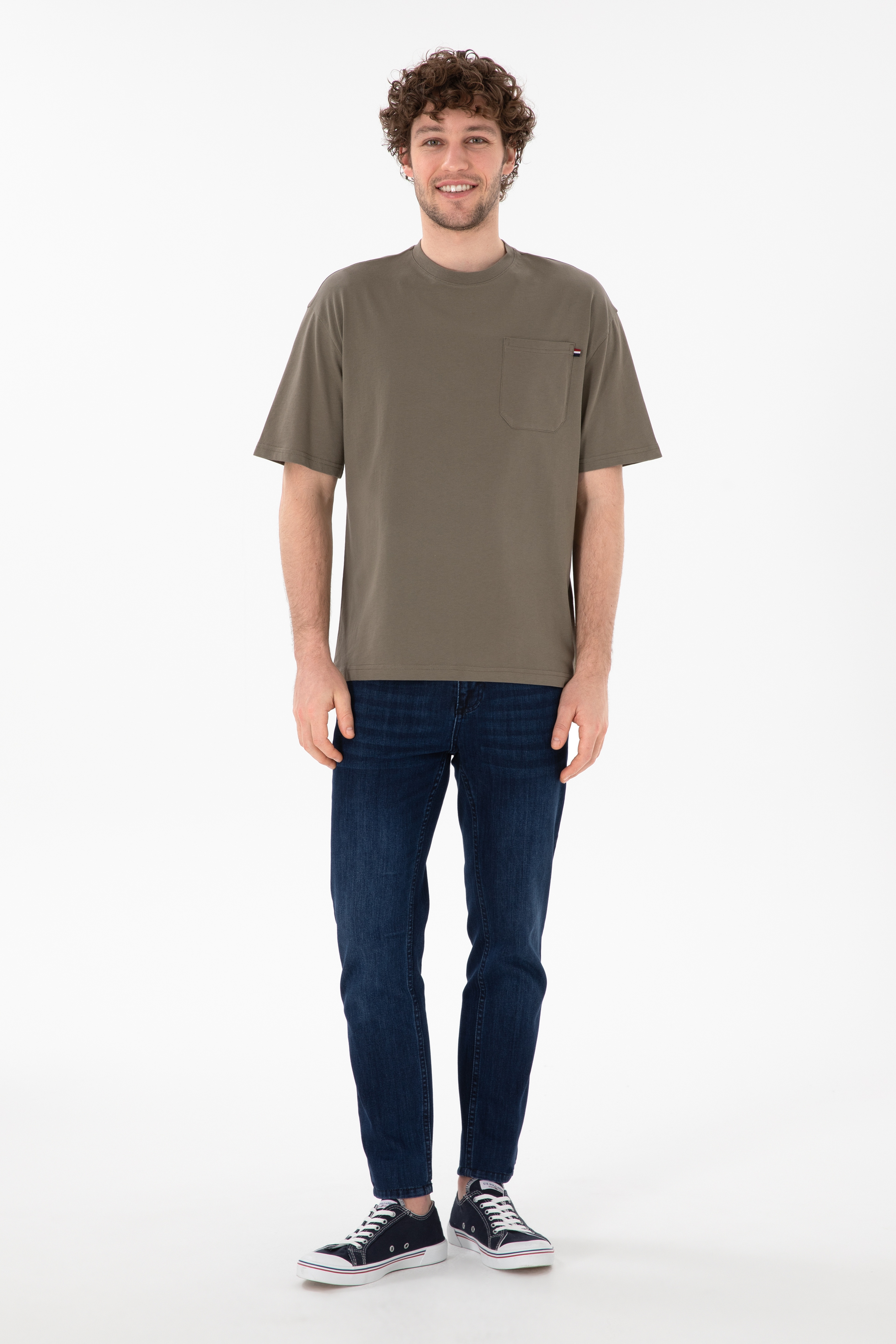 Erkek Comfort Fit Bisiklet Yaka Vizon Tişört - Image 5
