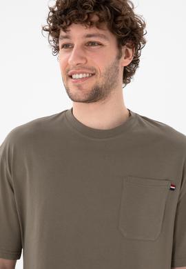 Erkek Comfort Fit Bisiklet Yaka Vizon Tişört - 50305990070