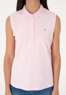 Kadın Açık Pembe Kolsuz Polo Yaka Tişört - 50306709009