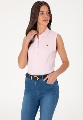 Kadın Açık Pembe Kolsuz Polo Yaka Tişört - 50306709009