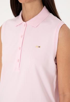 Kadın Açık Pembe Kolsuz Polo Yaka Tişört - 50306709009