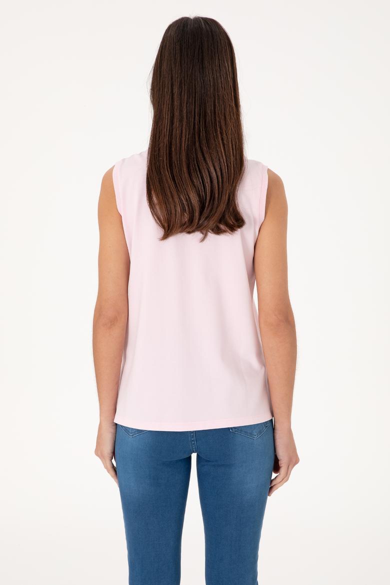 Kadın Açık Pembe Kolsuz Polo Yaka Tişört - 50306709009