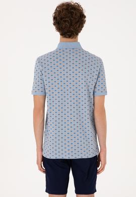 Erkek Regular Fit Açık Mavi Polo Yaka Desenli Tişört - 50306806009