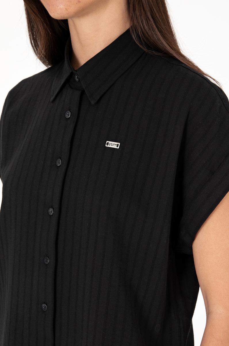 Kadın Siyah Çizgili Kısa Kollu Gömlek