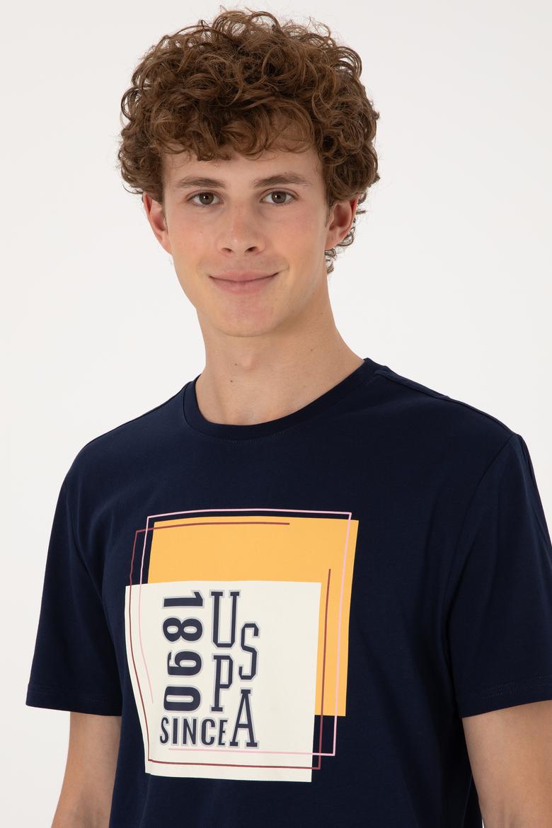 Erkek Regular Fit Bisiklet Yaka Lacivert Tişört - 50306880033