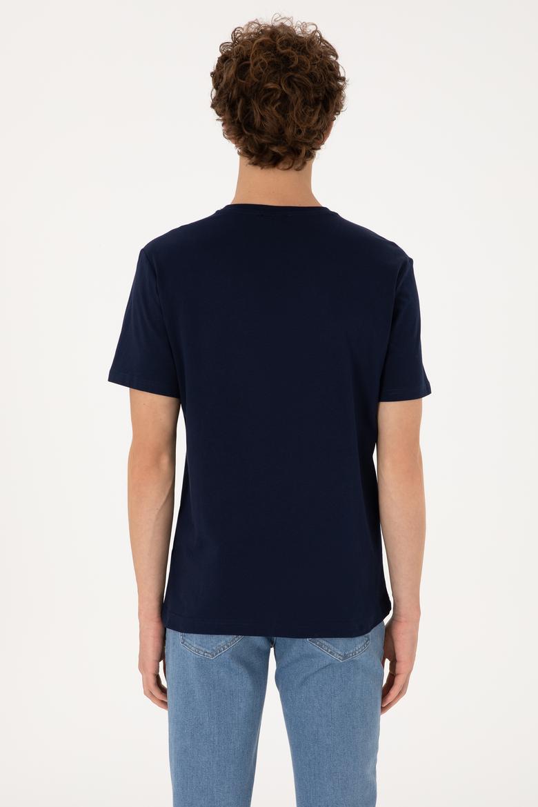 Erkek Regular Fit Bisiklet Yaka Lacivert Tişört - 50306880033