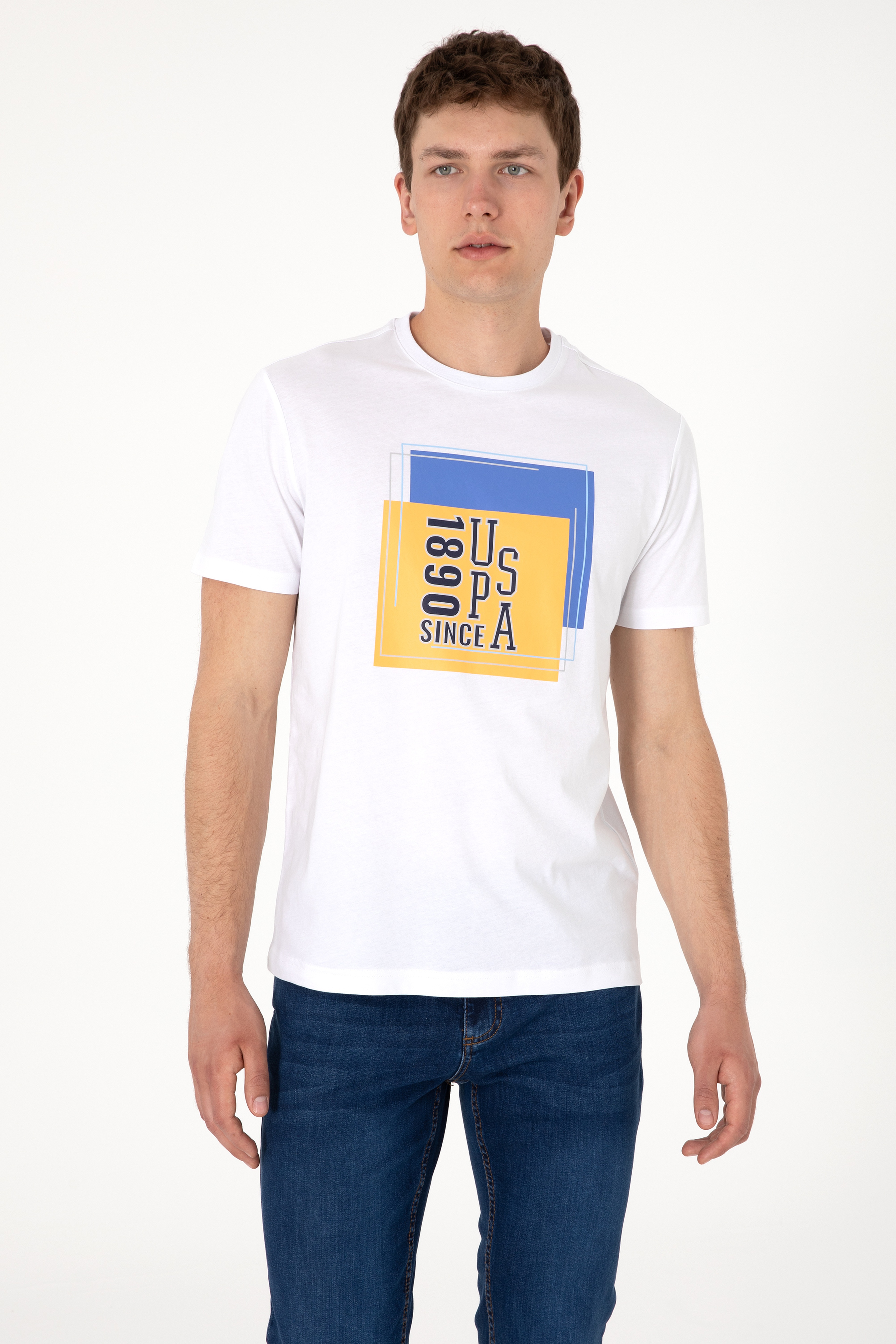 Erkek Regular Fit Bisiklet Yaka Beyaz Tişört