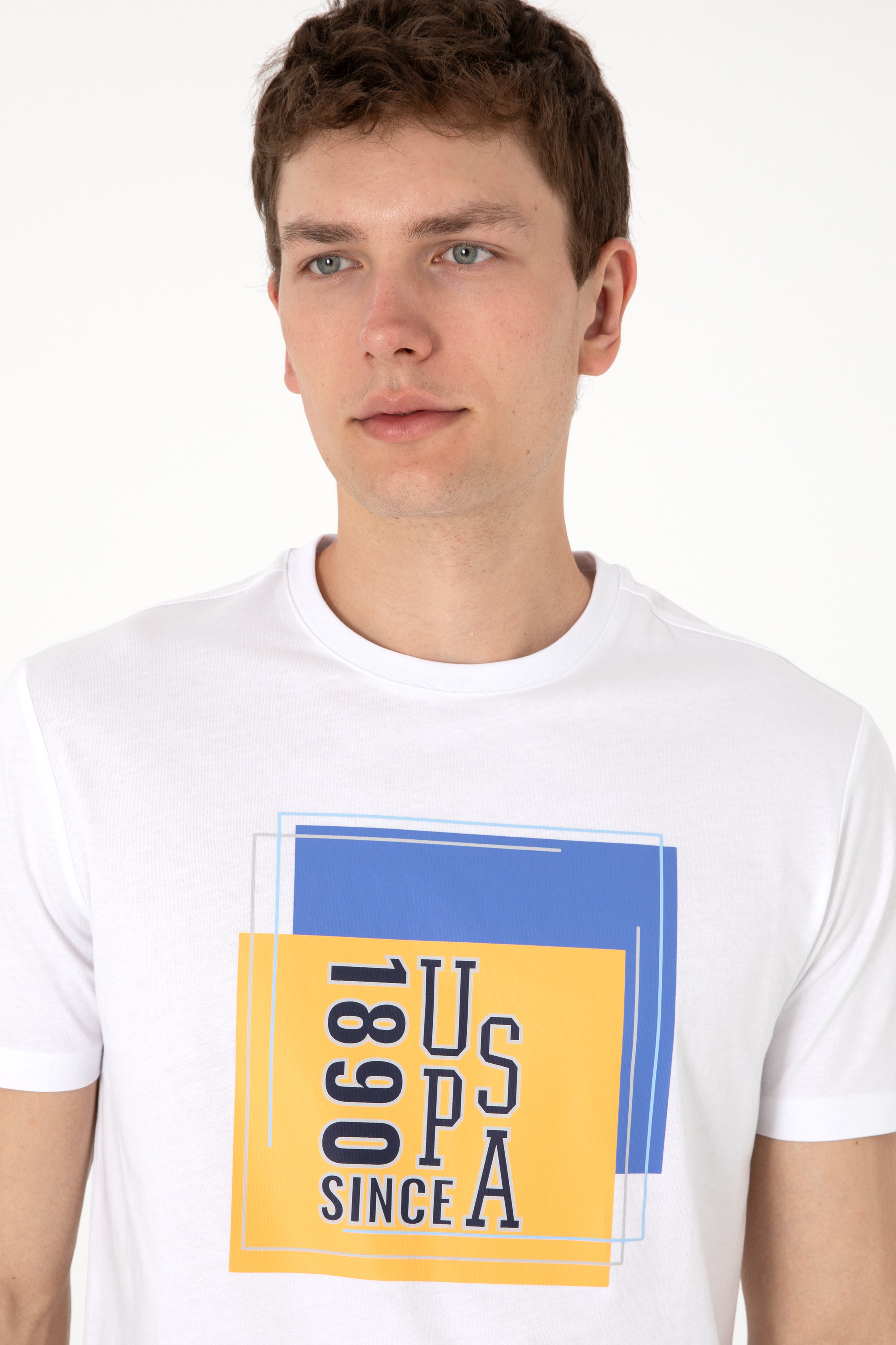 Erkek Regular Fit Bisiklet Yaka Beyaz Tişört - Image 2