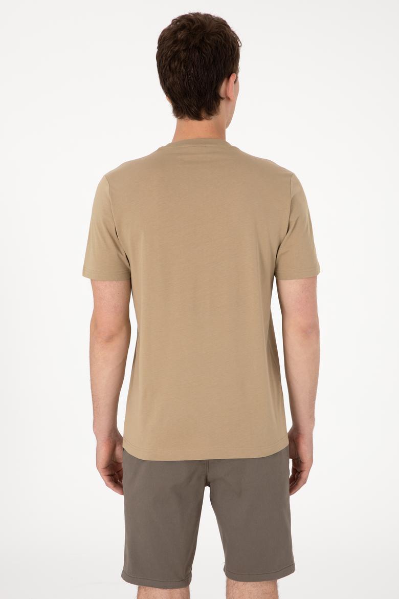 Erkek Regular Fit Bisiklet Yaka Haki Tişört - 50306880016