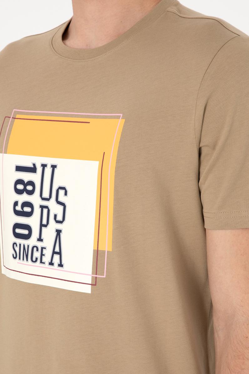 Erkek Regular Fit Bisiklet Yaka Haki Tişört