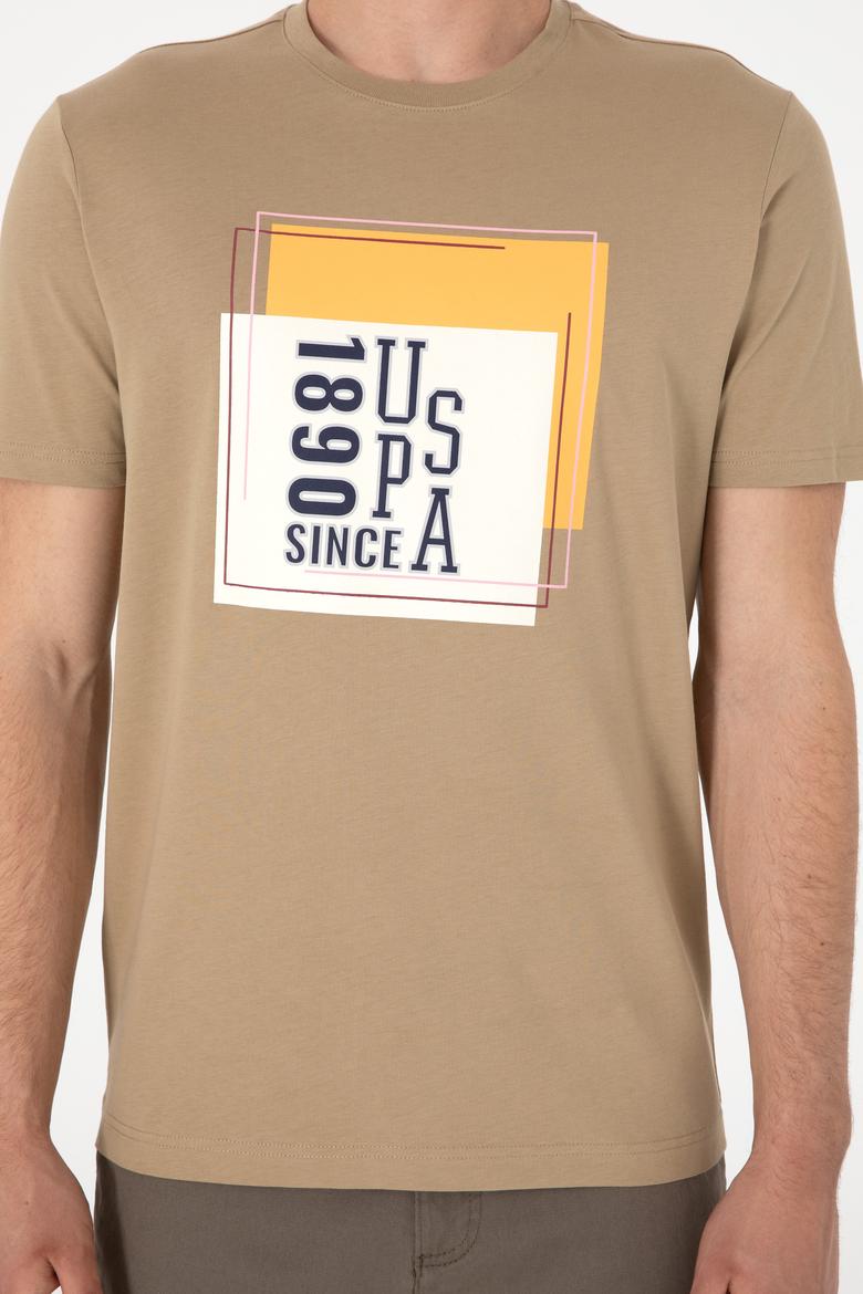 Erkek Regular Fit Bisiklet Yaka Haki Tişört - 50306880016