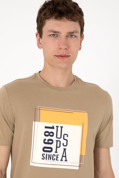 Erkek Regular Fit Bisiklet Yaka Haki Tişört