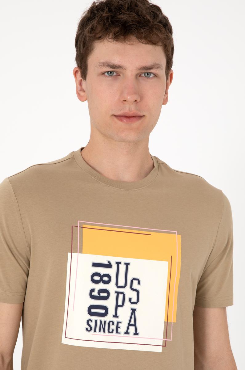 Erkek Regular Fit Bisiklet Yaka Haki Tişört