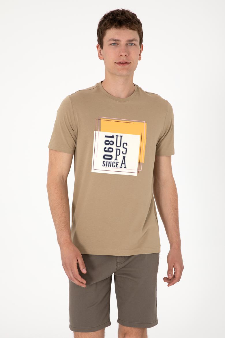 Erkek Regular Fit Bisiklet Yaka Haki Tişört