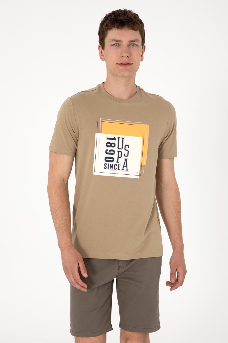 Erkek Regular Fit Bisiklet Yaka Haki Tişört