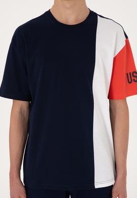 Erkek Comfort Fit Bisiklet Yaka Lacivert Tişört - 50306896008