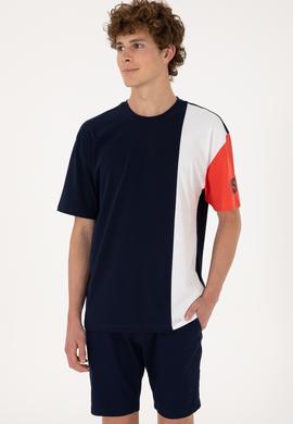 Erkek Comfort Fit Bisiklet Yaka Lacivert Tişört - 50306896008