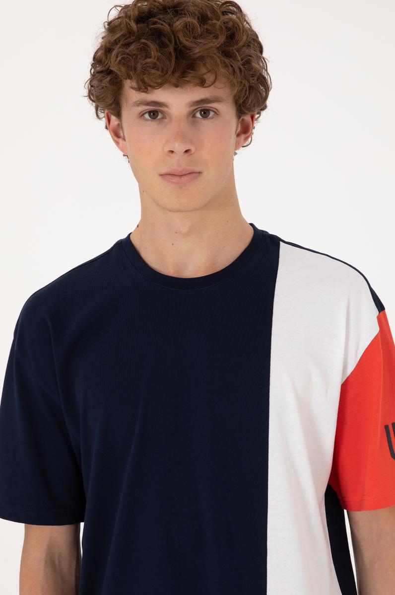 Erkek Comfort Fit Bisiklet Yaka Lacivert Tişört