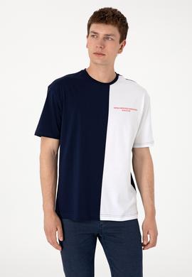 Erkek Comfort Fit Bisiklet Yaka Lacivert Tişört - 50306903001