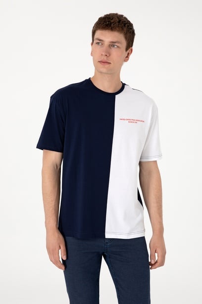 Erkek Comfort Fit Bisiklet Yaka Lacivert Tişört