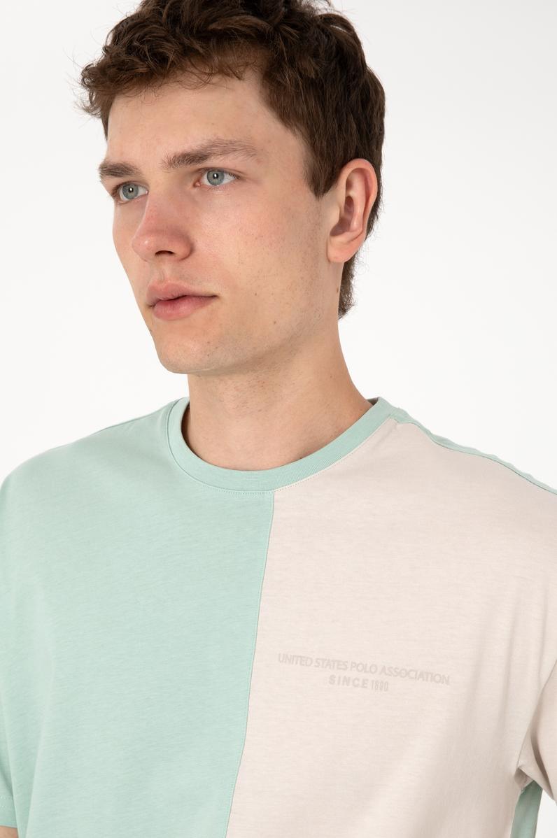 Erkek Comfort Fit Bisiklet Yaka Su Yeşili Tişört