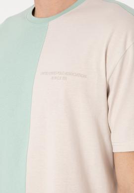 Erkek Comfort Fit Bisiklet Yaka Su Yeşili Tişört - 50306903034