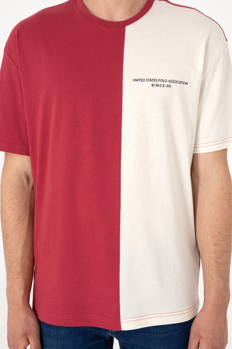 Erkek Comfort Fit Bisiklet Yaka Vişne Tişört - 50306903044