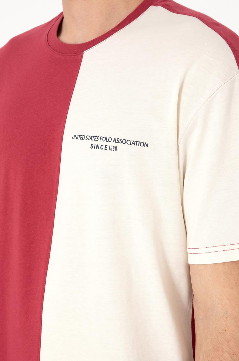 Erkek Comfort Fit Bisiklet Yaka Vişne Tişört