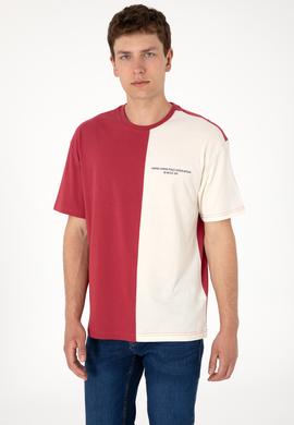 Erkek Comfort Fit Bisiklet Yaka Vişne Tişört - 50306903044