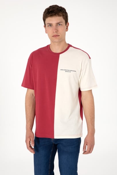 Erkek Comfort Fit Bisiklet Yaka Vişne Tişört