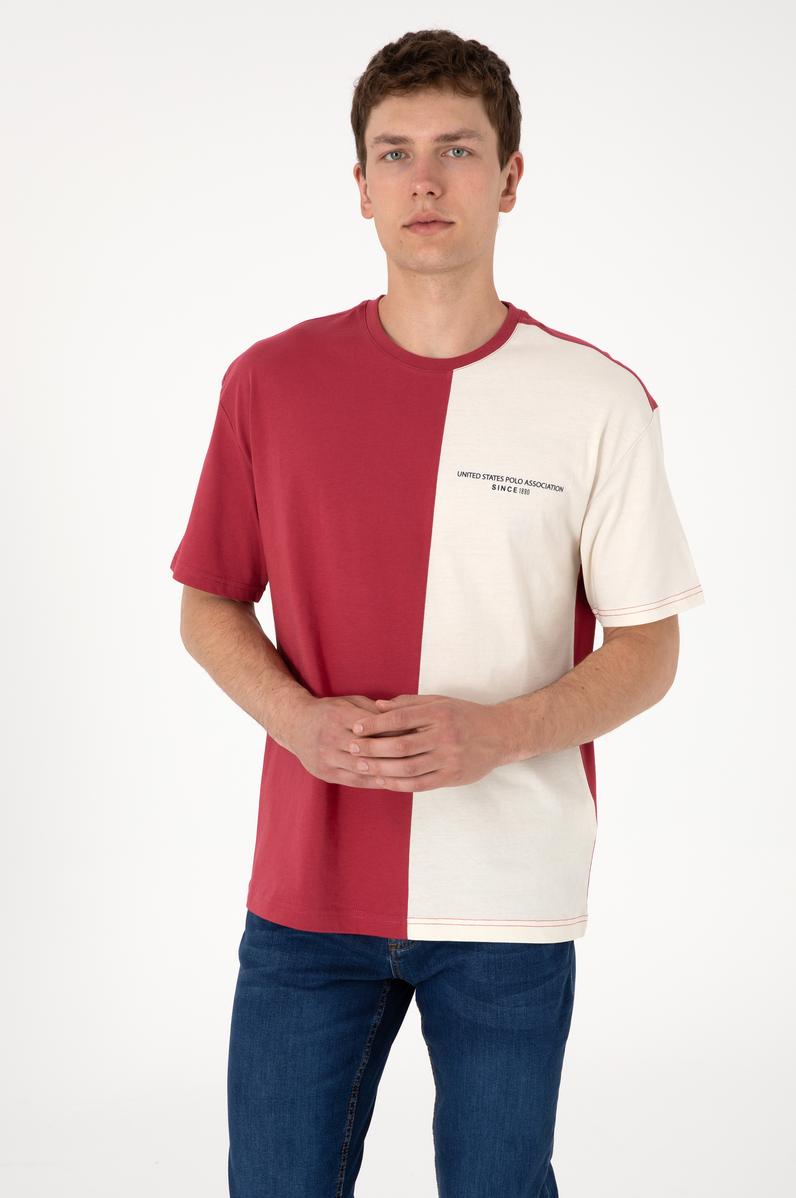 Erkek Comfort Fit Bisiklet Yaka Vişne Tişört