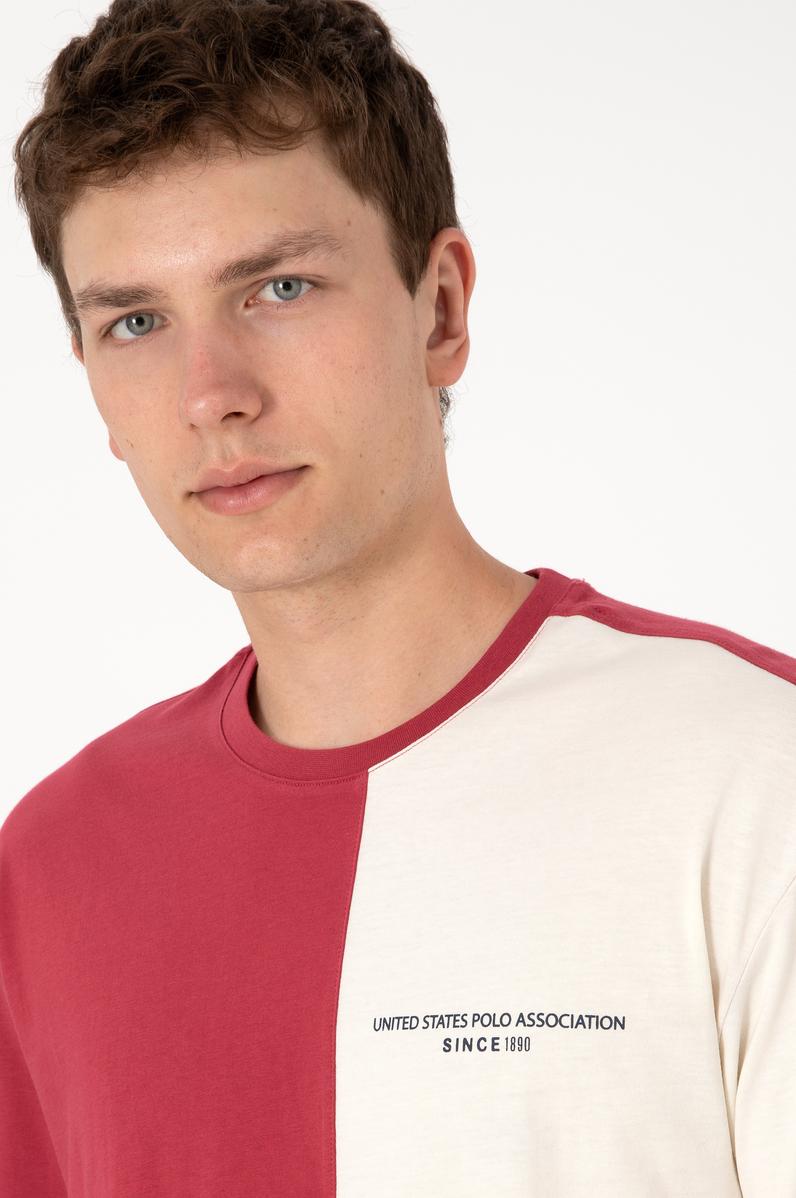 Erkek Comfort Fit Bisiklet Yaka Vişne Tişört