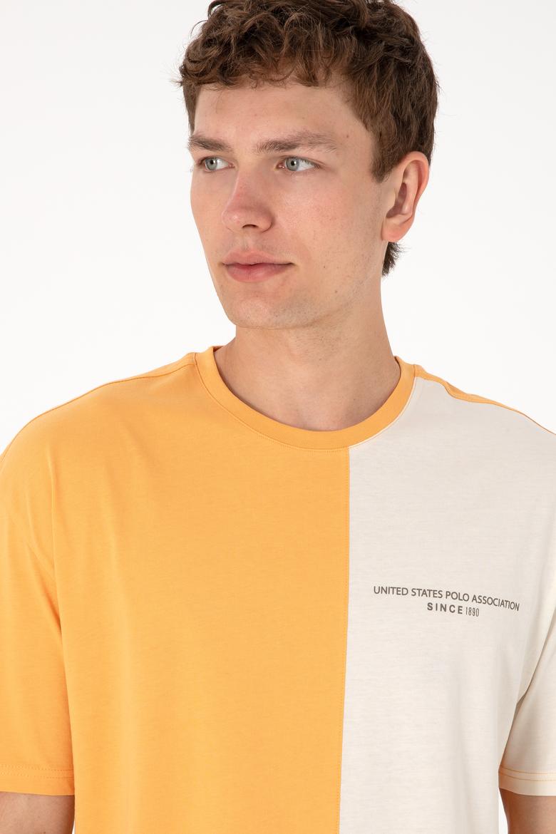 Erkek Comfort Fit Bisiklet Yaka Turuncu Tişört - 50306903029