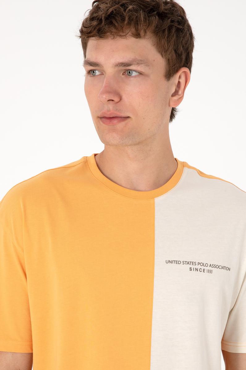 Erkek Comfort Fit Bisiklet Yaka Turuncu Tişört