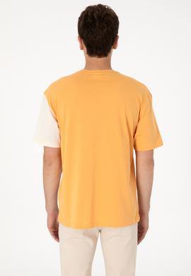 Erkek Comfort Fit Bisiklet Yaka Turuncu Tişört - 50306903029