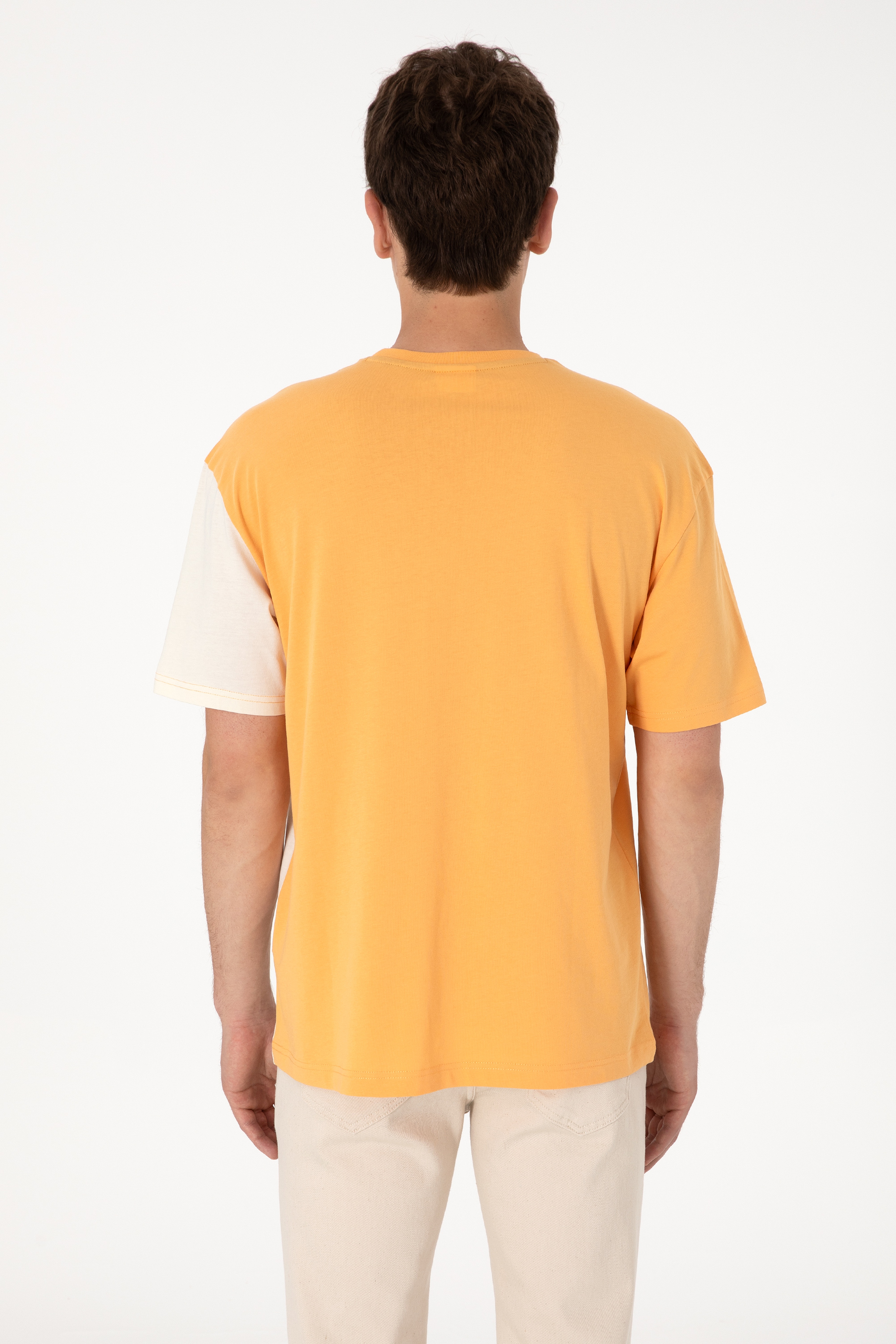 Erkek Comfort Fit Bisiklet Yaka Turuncu Tişört - Image 7