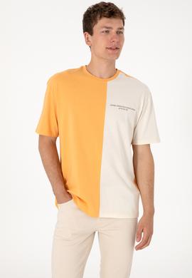 Erkek Comfort Fit Bisiklet Yaka Turuncu Tişört - 50306903029