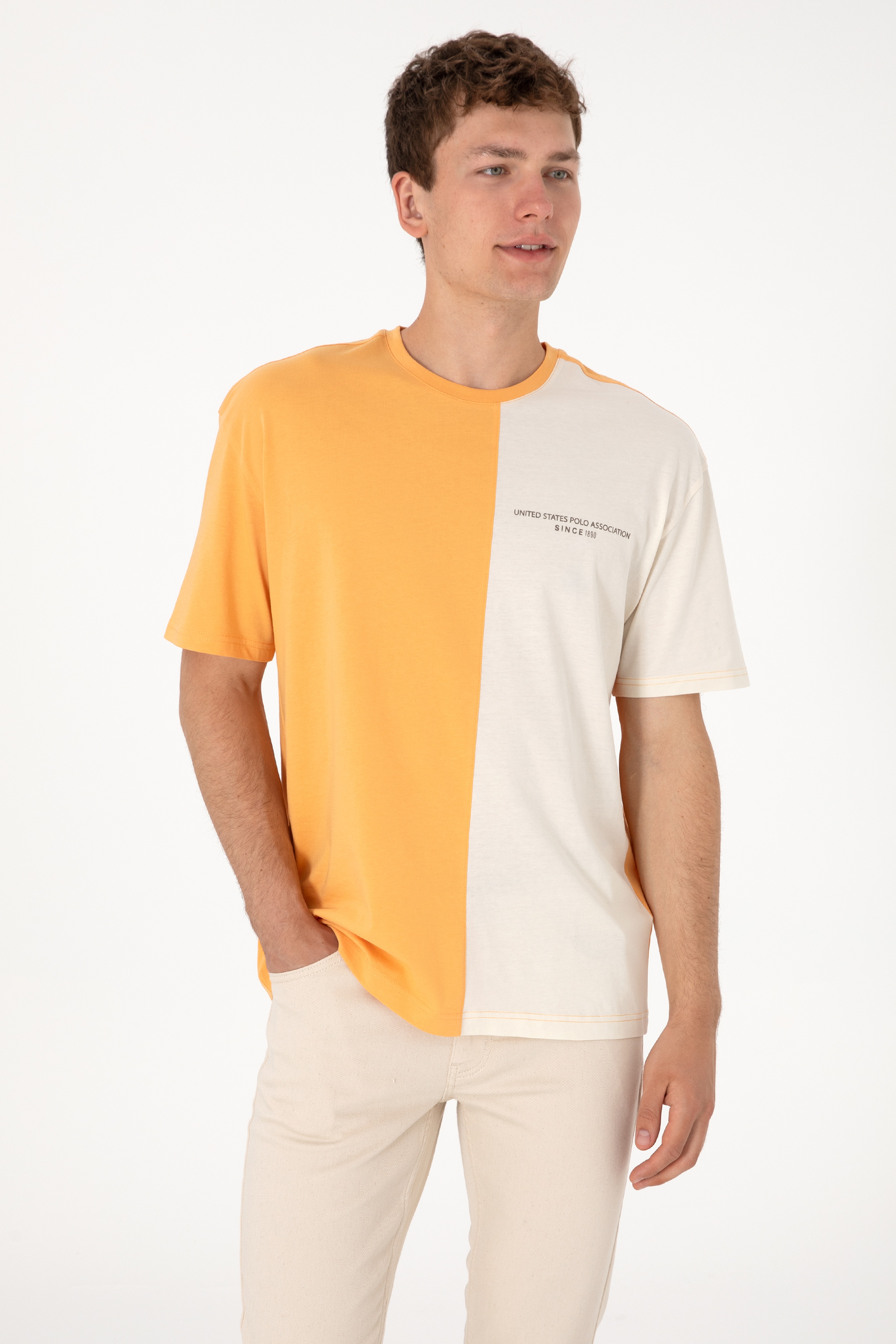 Erkek Comfort Fit Bisiklet Yaka Turuncu Tişört - Image 5