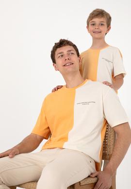 Erkek Comfort Fit Bisiklet Yaka Turuncu Tişört - 50306903029