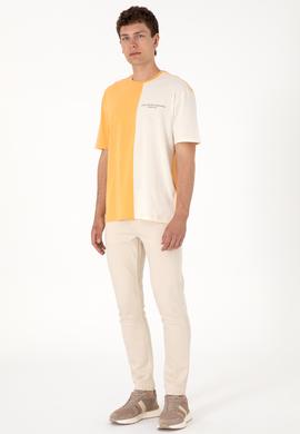 Erkek Comfort Fit Bisiklet Yaka Turuncu Tişört - 50306903029