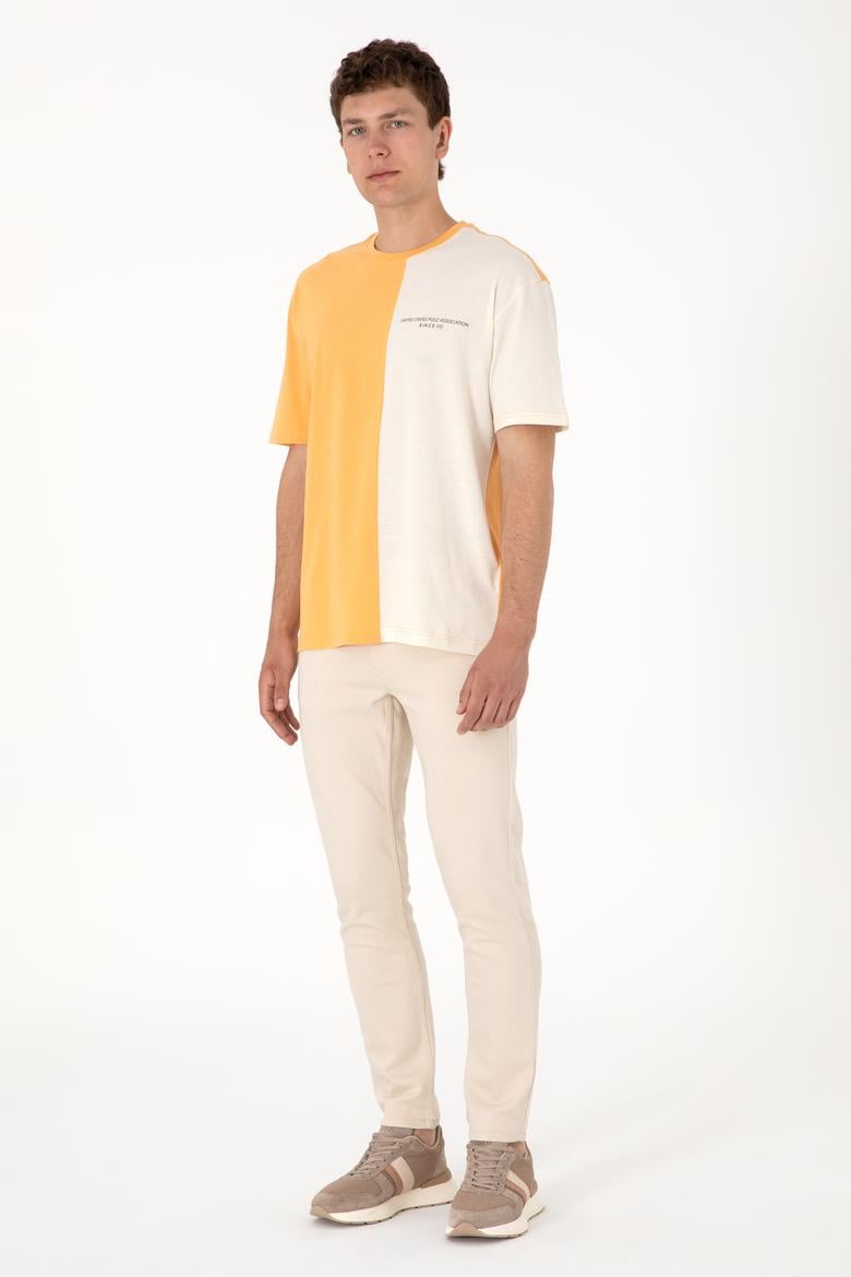 Erkek Comfort Fit Bisiklet Yaka Turuncu Tişört - 50306903029