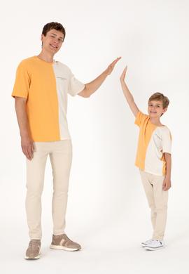 Erkek Comfort Fit Bisiklet Yaka Turuncu Tişört - 50306903029